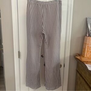 Wideleg Houndstooth Stretchy Pants